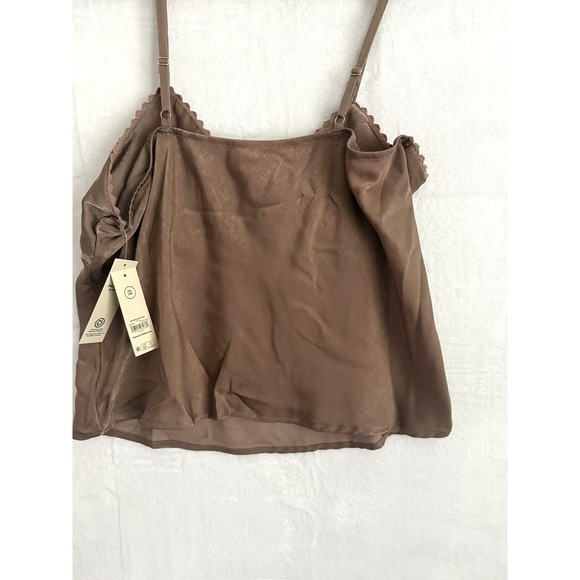 No Boundaries Mocha Satin Cami‎ Top Bow Detail Lace Trim Women's XXL (20) NWT - Picture 11 of 11